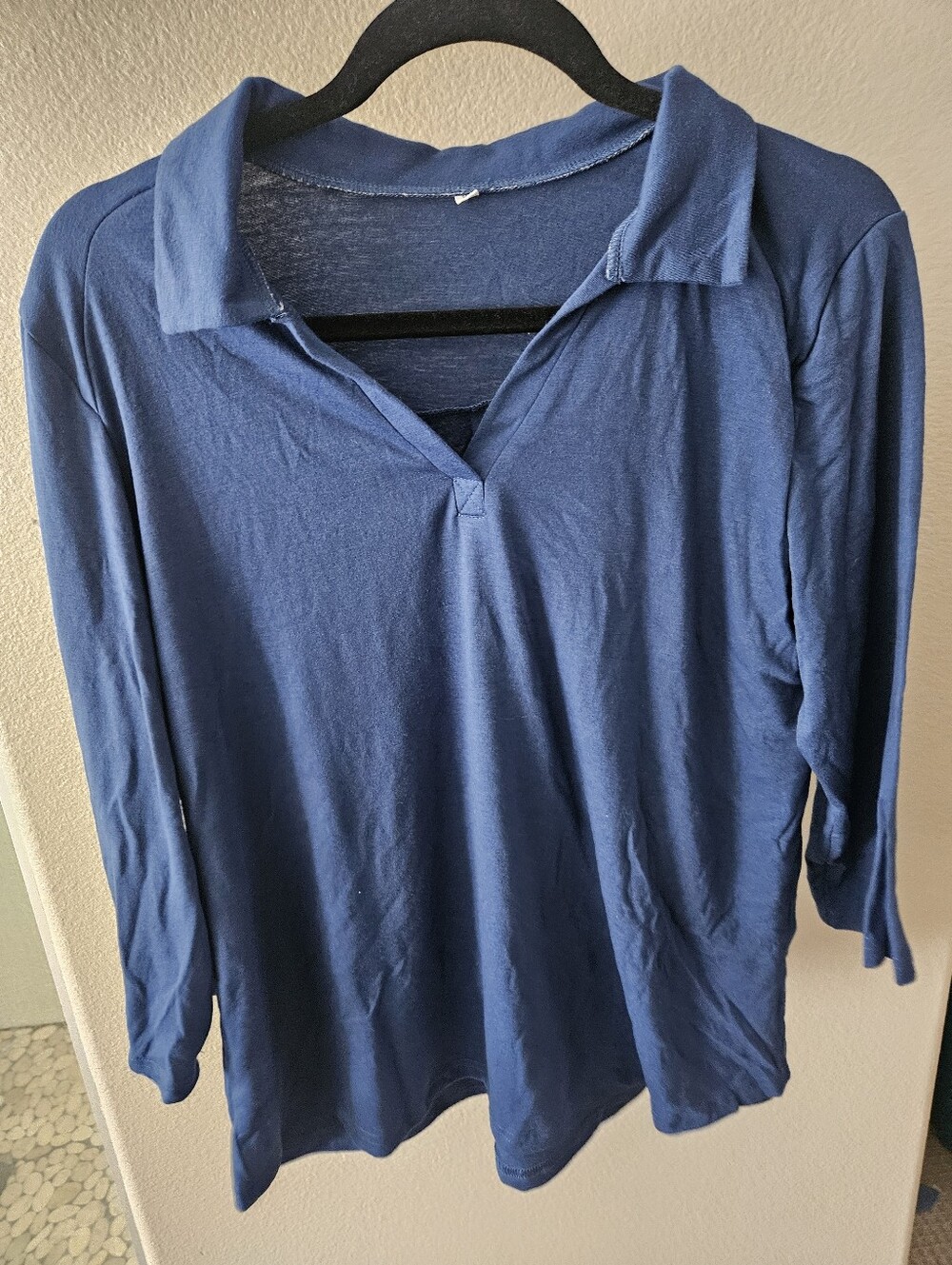 Unbranded Classic Women's Blue Long-Sleeve Polo Top